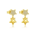 Pendientes de estrella en plata S925 dorada con circonitas blancas brillantes - Plata 925 / Oro de 18K