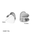 Detailed dimensions of heart-shaped earrings showing 16mm width and 14.3mm height - Silver White Enamel Style (TE6387-WT-S)
