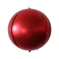 Metallic red 4D round aluminum foil balloon with a glossy reflective finish for party decor - 10" / Red