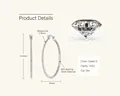 Detailed specs of 925 sterling silver hoop earrings with D Color VVS1 moissanite stones - 0.51ct + 0.51ct / White