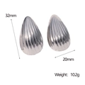 Especificaciones detalladas de los pendientes de gota rayados de 32mm por 20mm y 10,2g - Color Acero