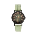 Montre à quartz avec cadran dégradé vert, grands chiffres et bracelet en cuir crocodile - Vert