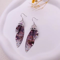 Elegant S925 silver butterfly wing earrings with purple gradient and sparkling crystals - Misty Purple-Silver
