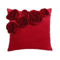 Romantischer roter Samt-Kissenbezug mit handgefertigten 3D-Rosen für die Hochzeitsdeko - Rote Rose Quadratisch