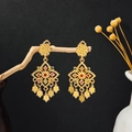 Bohemian gold hollow teardrop earrings featuring multi-color rhinestones and petals - Gold Multicolor Rhinestone Petal