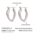 Silver twisted geometric stainless steel hoop earrings with waterproof finish - Silver Irregular U-shape (YYE023371-P)