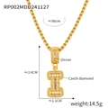 Gold plated letter I pendant necklace with cubic zirconia pave and rollo chain - Letter I Necklace