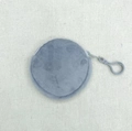 Blue-grey plush round mini coin purse with plastic hook for keychain or bag accessory - 8.5cm / Gray