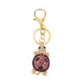 Golden turtle keychain with colorful rhinestones and purple crystals for bags - Purple