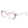 Pink cat eye blue light blocking glasses with geometric pattern on frame edges - Transparent Red