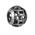 Silver hollow geometric charm bead with vintage oxidized finish for DIY bracelets - Geometric Hollow Sphere (L0121039-5)