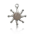 Vintage silver sun pendant charm in alloy for DIY jewelry necklaces and bracelets - Sun 16x19mm