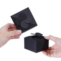 Minimalist square matte black gift box with a unique petal fold closure design - Black