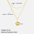 Schema tecnico con dimensioni della collana a doppio strato con cuore dorato in acciaio - Oro 18K / Oro