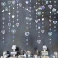 Holographic heart and star paper garland strands for festive party room decorations - 3m Iridescent Hollow Heart Garland