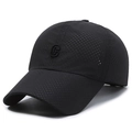 Quick-dry black mesh baseball cap with embroidered letter C for outdoor sports - Adjustable / Black