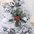 Mini star-shaped Christmas wreath with pine needles, red berries and a pine cone - Pine Needle Hanging-Red Berry Tree Style