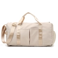 Large cream gym bag with dry-wet separation, nylon sport tote for yoga and travel - Thickened Beige