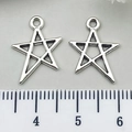 Pair of antique silver star-shaped metal pendants for DIY jewelry and keychain making - Star Pendant 13x18mm