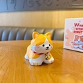 Cute Corgi dog resin desktop ornament with orange fur texture and golden bell collar - Wang Wang Jiao Corgi