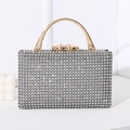 Elegante silberne Strass-Abendtasche mit goldenem Bambusgriff für Gala-Veranstaltungen - Silber