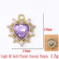 Purple crystal heart pendant in baroque style with light KC gold plating and pearls - Crystal Purple (Light KC Gold Plated)