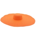 Flat lay of a wide-brimmed orange straw hat with high-density weave and foldable design - 25cm Brim / Orange