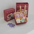 Handmade floral scented candle gift set with tulip and dragon shapes in deep red box - Set 2 (Tulip/Jasmine/Dragon/Camellia Wax Sheet/Iris Card)