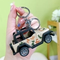 Mini camouflage jeep keychain toy with rugged plastic design and sturdy metal clip - Jeep - Khaki Three Lights
