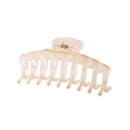 Matte hair claw clip in amber translucent resin with strong metal spring for thick hair - Glossy Curved Champagne