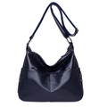 Bolso bandolera azul oscuro en piel sintética suave con textura de grano y correa - Azul oscuro