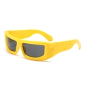 Hip hop style bright yellow thick frame sunglasses with dark grey lenses in 45-degree view - Yellow Frame Grey Lens
