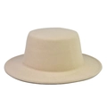 Dettaglio cappello di feltro beige a tesa larga con corona piatta e fibbia in metallo - Adulto 56-60cm / Beige