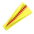 Elastic yellow sports headband with red baseball stitch pattern on white background - 1# Softball Stripes Yellow