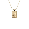 Gold plated copper zircon necklace featuring a rectangular tarot hermit pendant on snake chain - The Hermit Tarot Style