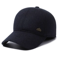 Dunkelblaue Herren-Wintermütze mit warmem Woll-Finish und Berg-Emblem aus Metall - Verstellbar / Baseballkappe Marineblau