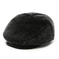 Winter flat top earflap cap for men in black faux fur providing warmth and style - Gray