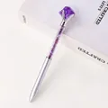 Penna a sfera in metallo argento con cristalli naturali di ametista viola - Ametista