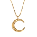 Collana a catena con perline in acciaio inossidabile placcato oro 18K e ciondolo a luna - Collana a Catena con Sfere e Pendente a Corno-Oro