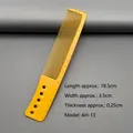 Detail view of yellow hair comb with measurements showing 18.5cm length and AH-13 model - AH-13