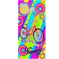 Microvezel strandlaken met roze retro fietsontwerp en vrolijke zomertekstprint - 706 Vrolijke Zomerfiets