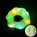 Glow-in-the-dark green LED scrunchie with silk texture and gradient lighting effects - Glowing Green