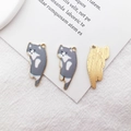 Enamel cat charms in grey and white with gold finish for DIY jewelry accessories - Grey Cat