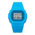 Waterproof blue square digital sports watch with LED display and silicone strap - Light Blue