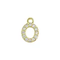 Mini gold-plated oval pendant featuring sparkling zircons for DIY jewelry making - Letter O / Gold