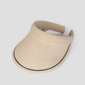 Beige straw woven open top sun hat with black trim for UV protection outdoors - One Size / Beige Black Trim