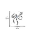 Silver bow cartilage piercing earring with blue and clear zircon stones measuring 1.08cm - 8# Silver (Bowknot Tri-Stone Style)