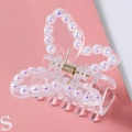 Macro detail of butterfly hair claw clip with colorful rhinestones and gold spring - 5# Round Phantom Rhinestone Butterfly Claw