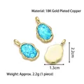 Oval irregular gold plated copper pendant with deep blue crystal inlay for DIY jewelry - Pendant H (Blue Gem)