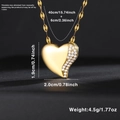 Collana con ciondolo a cuore placcato in oro con zirconi lucidi e misure del prodotto - Stile Cuore di Moda (XL12549)